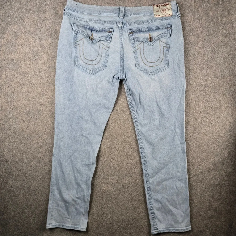 True Religion Rocco Jeans Mens 40 Light Blue Relaxed Skinny Denim Streetwear